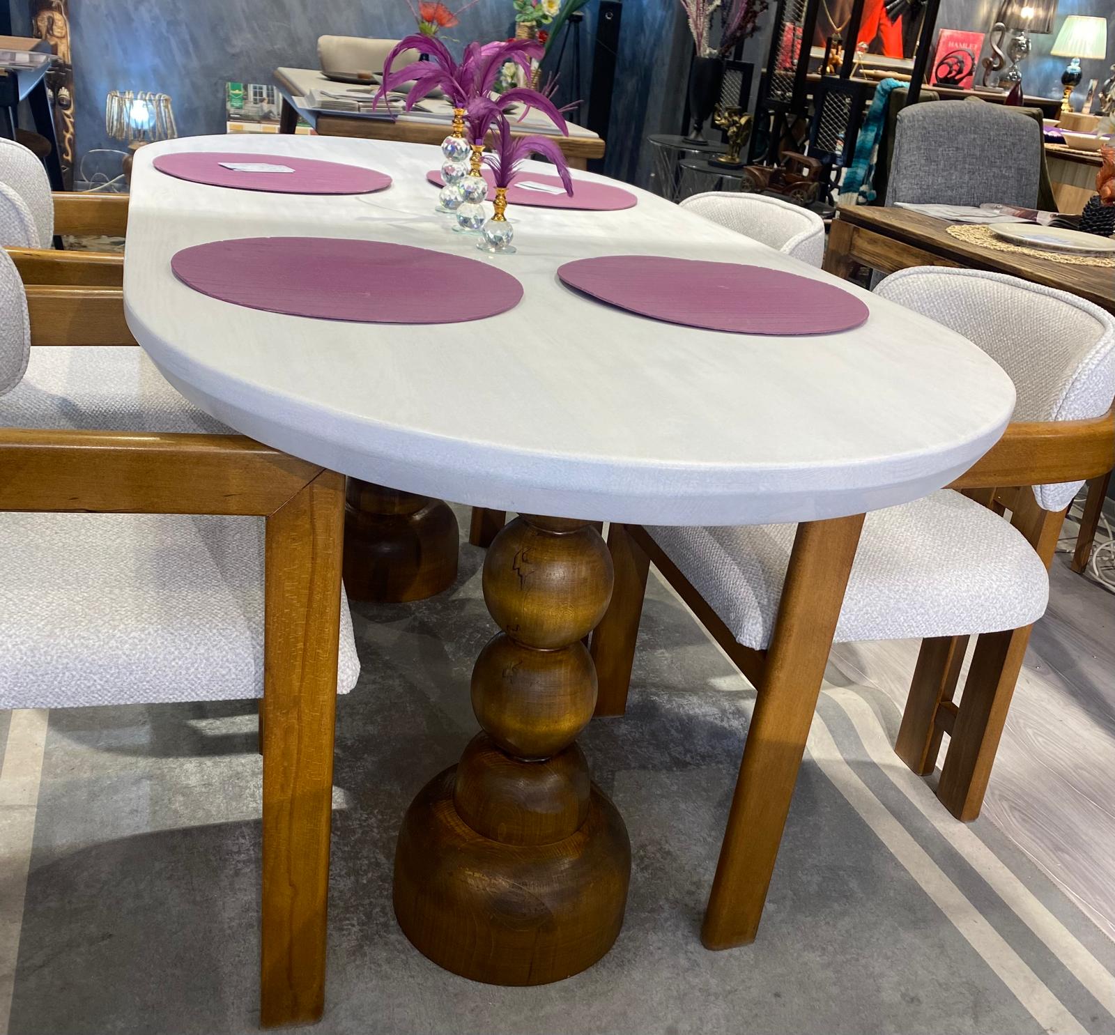 Amalfi Heykelsi Oval Masa & Krem Kavisli Sandalye Takımı - Ürün Görseli 4