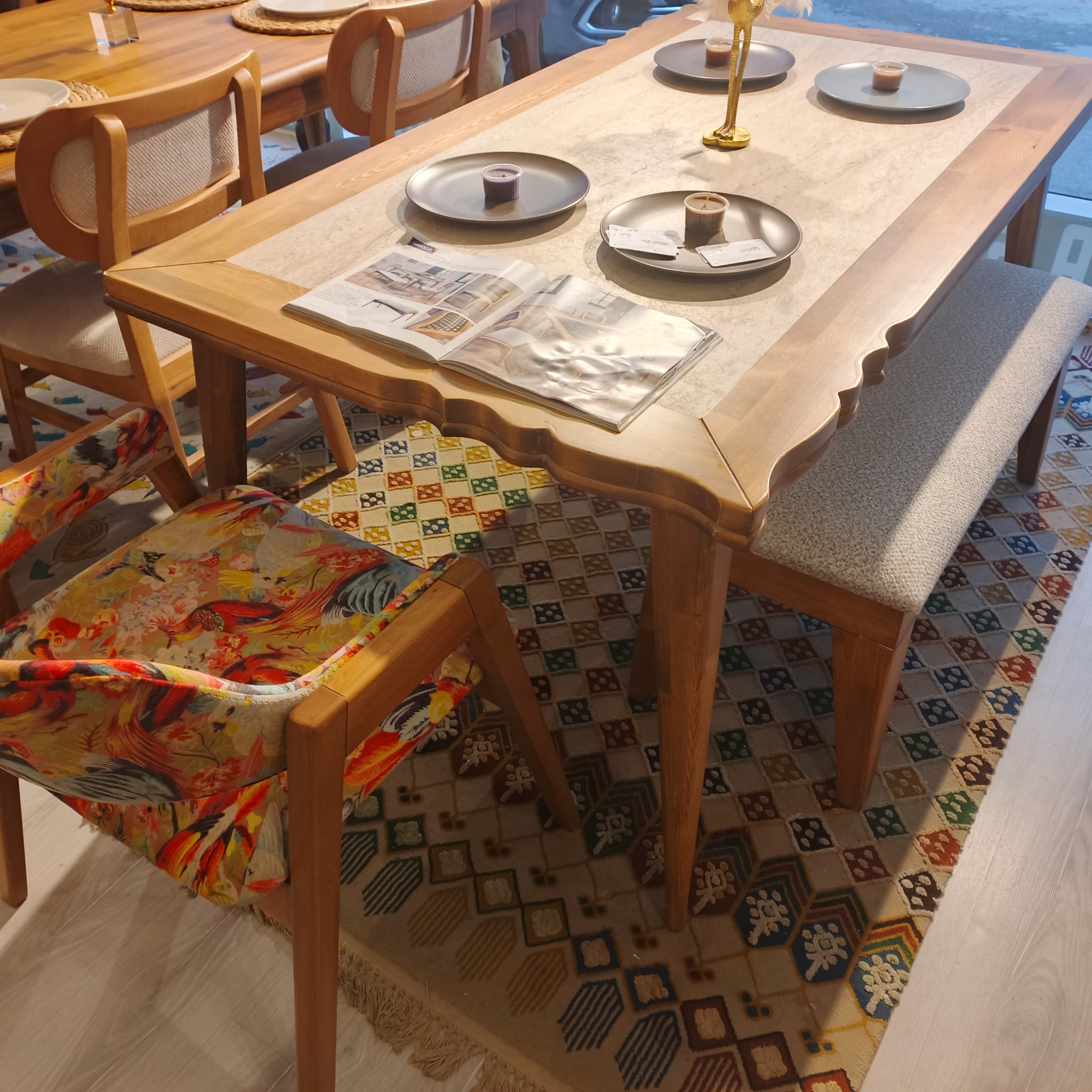 Bologna Masif Doğal Ağaç Yemek Masası